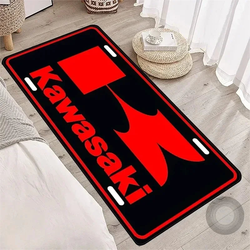 Kawasaki Motorcycle Carpet Garage Mat Racing Cool Moto Display Motorcycle Display Mat Kawasaki Anti-slip Floor Decoration Rug