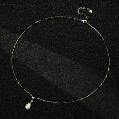 RAPRGOLD 2CT Moissanite Waterdrop Pendant Necklaces 925 Sterling Silver Necklace Chain for Women Girl Wedding Fine Jewelry Gift
