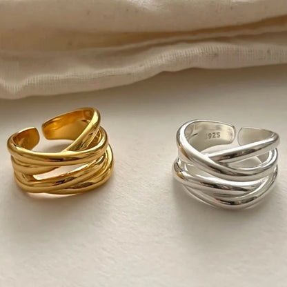 925 Sterling Silver Rings for Women Couple Minimalist Handmade Simple Wide Open Ring Prevent Allergy Jewelry Party Wedding Gift