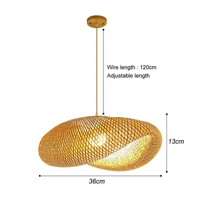 2025 Newest Bamboo Pendant Lamps Ceiling Lights Rattan Wicker Lustre Hand Knit Braiding Suspended Home Dining Braided Decor Hot