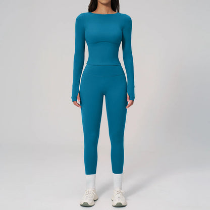 Yoga Set 2PCS Women Tracksuit Sportswear Workout Clothes Athletic Wear Gym Clothing Legging Fitness Top Long Sleeve Sports Suits
