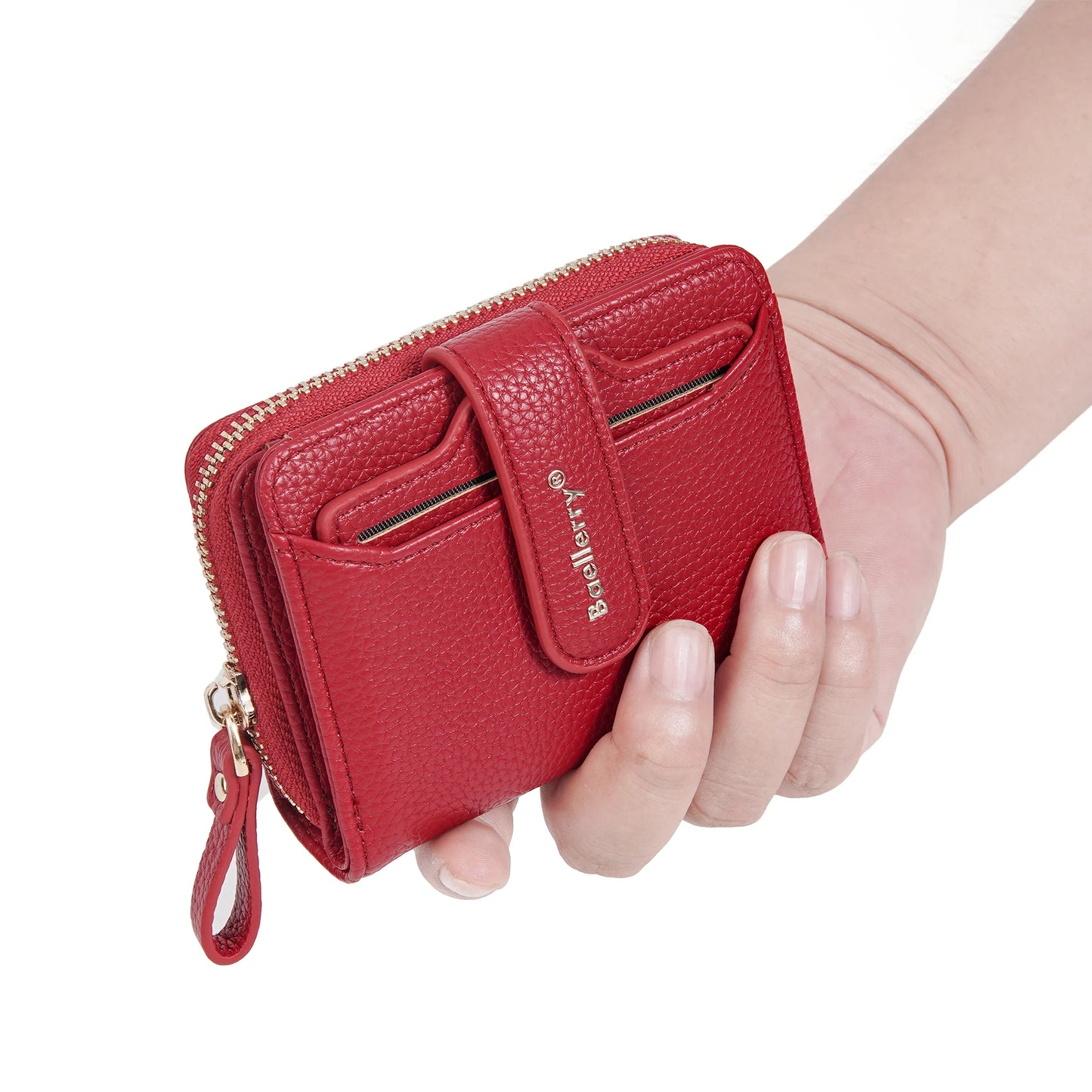 Baellerry Women Stylish Zip Around Card Wallet Multi-Functional RFID Blocking Purse 6 Card Slots and Coin Pocket Minimalist Gift