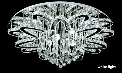 LED Modern Crystal Stainless Steel Round Dimmable RGB Chandelier Lighting Lamparas De Techo For Foyer Living Room Bedroom