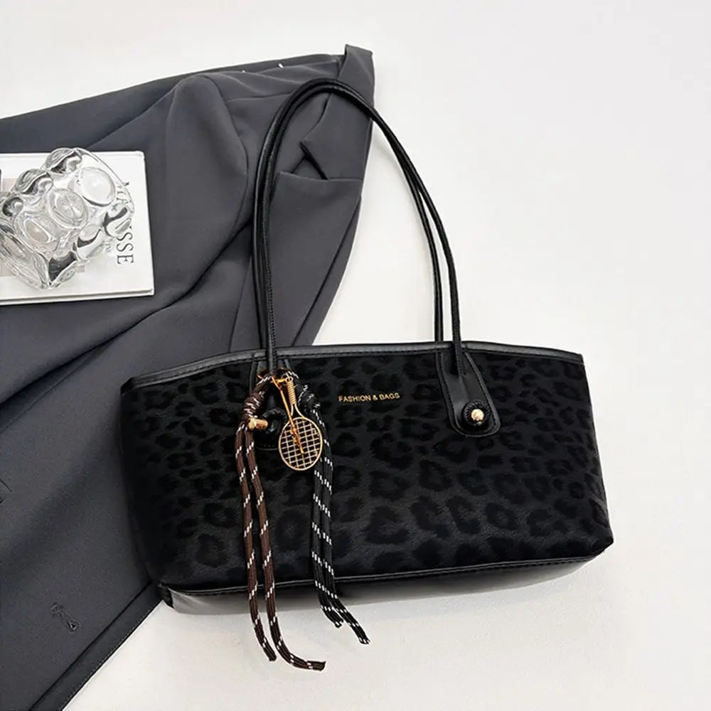 Luxury Design Leopard Print Underarm Shoulder Bags Large Capacity Retro Tote Bag PU Leather Women's Handbags Travel