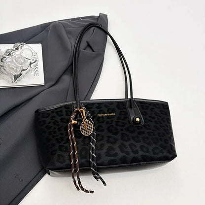 Luxury Design Leopard Print Underarm Shoulder Bags Large Capacity Retro Tote Bag PU Leather Women's Handbags Travel