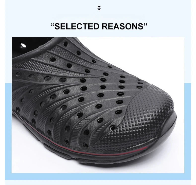Crestar Men's Clogs Sandals Summer Holes Breathable Garden Home Sandals Fashion Outdoor Antiskid Sole Beach Slides Solid Color