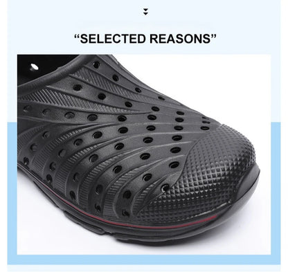 Crestar Men's Clogs Sandals Summer Holes Breathable Garden Home Sandals Fashion Outdoor Antiskid Sole Beach Slides Solid Color