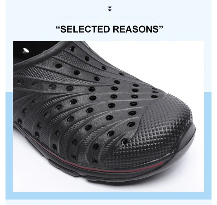Crestar Men's Clogs Sandals Summer Holes Breathable Garden Home Sandals Fashion Outdoor Antiskid Sole Beach Slides Solid Color