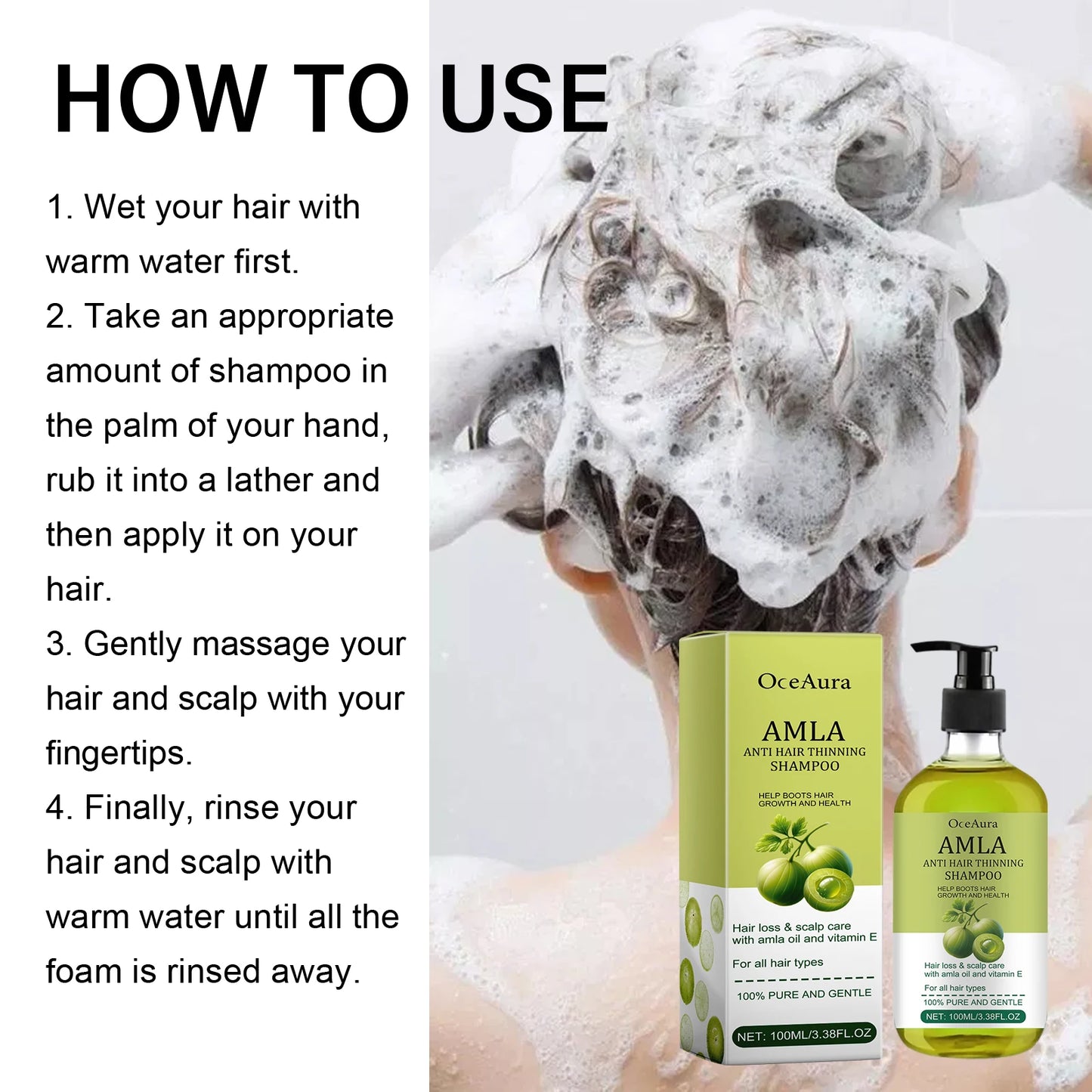 Amla Oil Shampoo Anti Loss Strengthen Root Repair Damaged Hair Anti-Breakage Conditioner Reduce Split Ends Nourishing Hair Mask