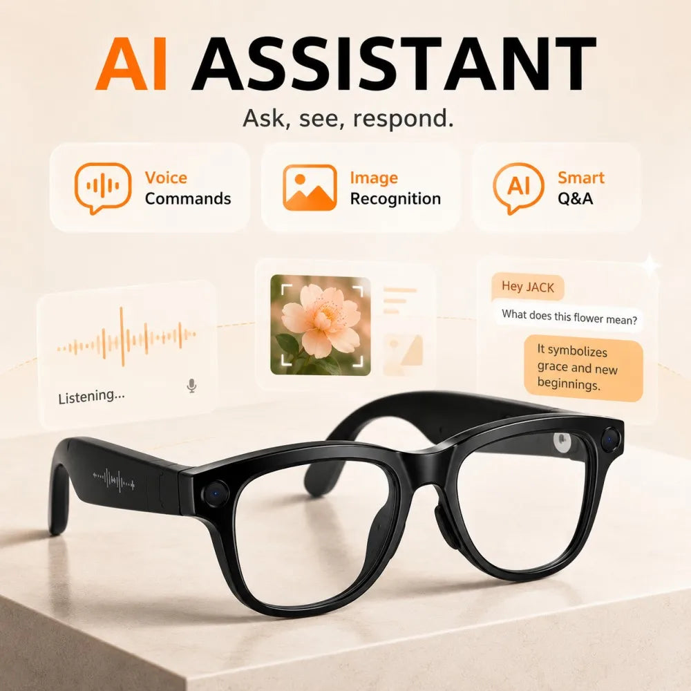 New AI Smart Glasses 13MP HD Camera 1200P Video  Multiple Languages Translation WiFi Sunglasses Bluetooth Call Music Men Women