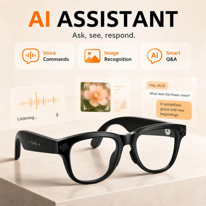 New AI Smart Glasses 13MP HD Camera 1200P Video  Multiple Languages Translation WiFi Sunglasses Bluetooth Call Music Men Women