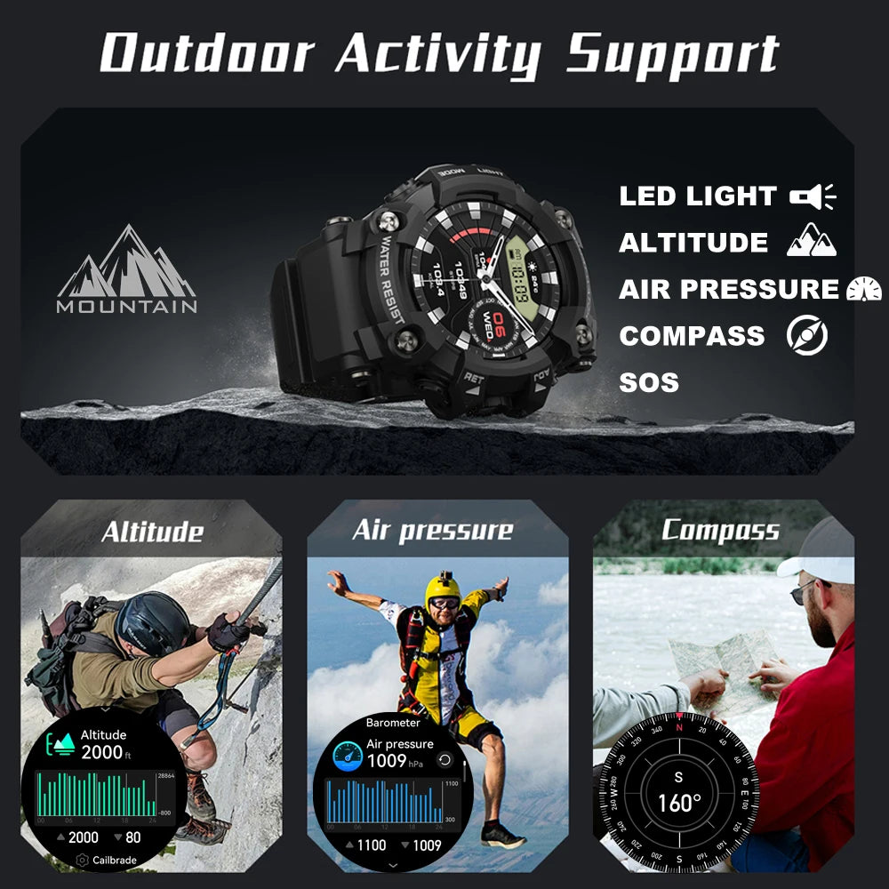 2026 Altitude Barometer Men's Smartwatch Bluetooth Talking Compass Air Pressure Multi Sport Smart Watch for iOS Android