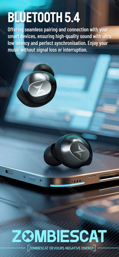ZOMBIES CAT Bluetooth 5.4 Sports Earbuds Mini Invisible In-Ear TWS Wireless Earphone Clear Call Headphone with Sport Lanyard