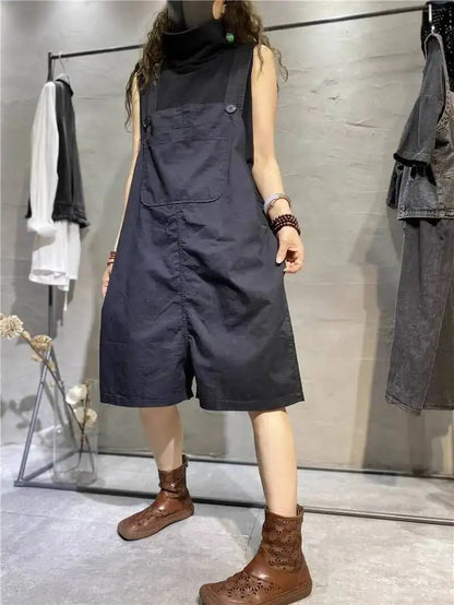 Workwear-style Overalls Shorts For Women Summer Loose Casual Age-reducing Slimming Jumpsuit XY421