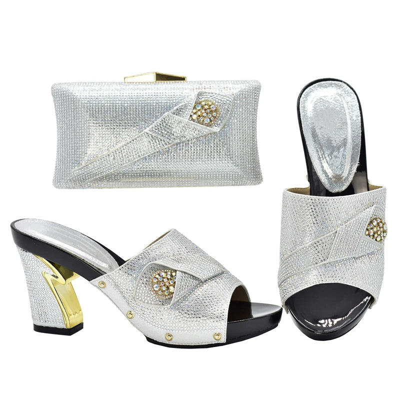 New African Shoes and Bag Set for Party Italian Italian Shoe and Bag Set for Party In Women Summer High Heeled Shoes for Women