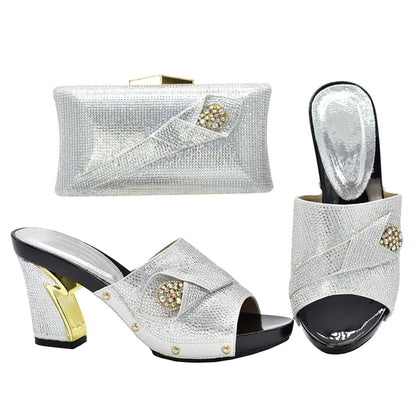 New African Shoes and Bag Set for Party Italian Italian Shoe and Bag Set for Party In Women Summer High Heeled Shoes for Women