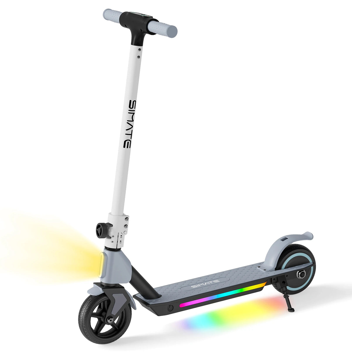 Electric Scooter for Kids Age 6-14, 130W Motor, Kick-Start Boost Scooter 8.7 Mph Speed, Foldable, Deck Lights & Dual Braking System