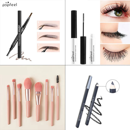 Essential Eye Makeup Set for Beginners Matte&Shimmer Eyeshadow Palette, Mascara, Eyebrow Pencil, Lip Eyeliner,Brush Tool Set Box