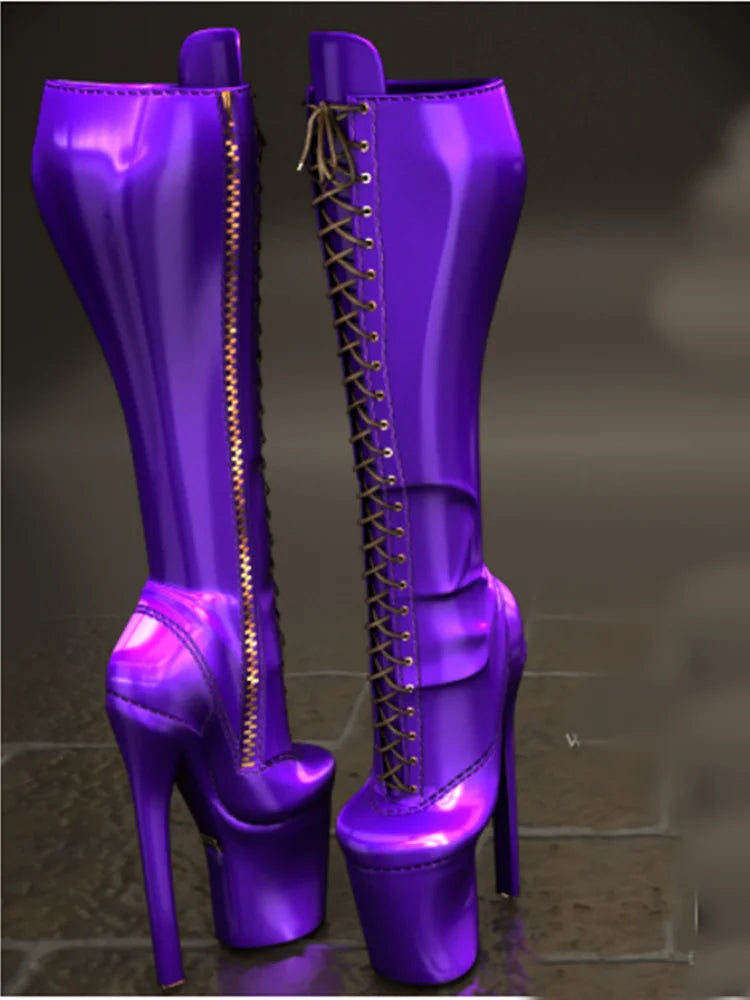 Solid Over Knee High Platform Boots Thin High Heel Round Toe Fashion Sexy Cool 2025 Winter Big Size Woman Shoes Zapatillas Mujer