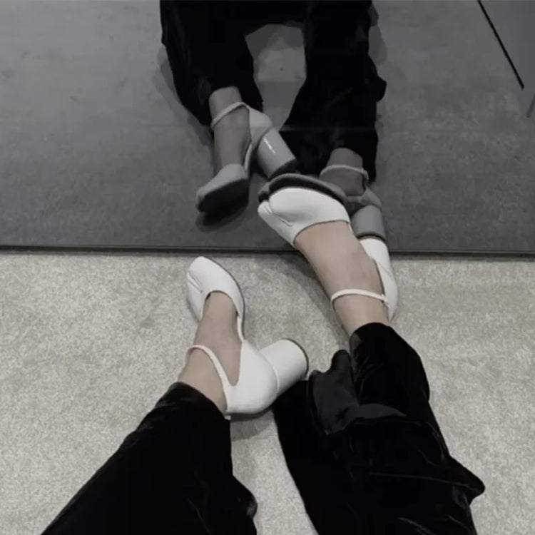Luxury Design Fashion Split Toe Shoes 2025 High Quality Red Women Tabi Pumps Genuine Leather Low Heels High Heels