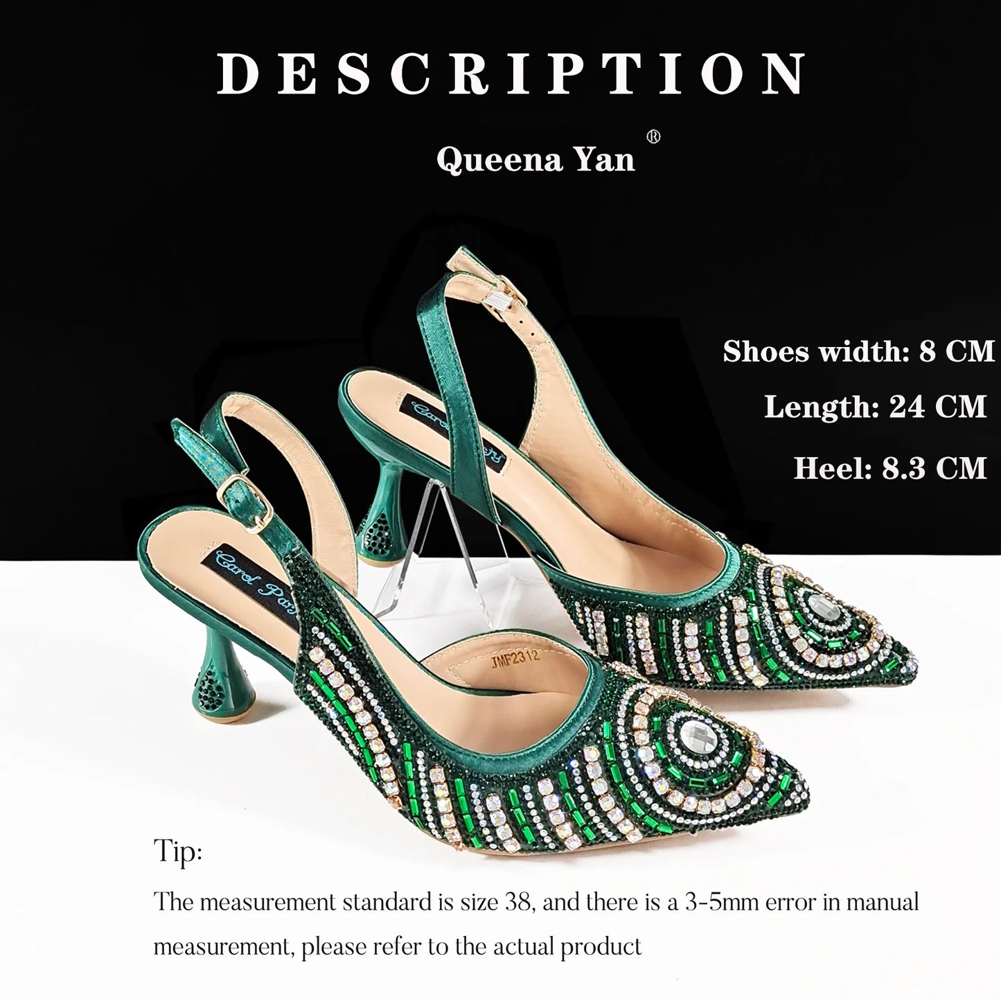 Queena Yan High-end Matching Women's Shoes with Diamond Hard Box Bag Popular in Nigeria Party Women's High Heels