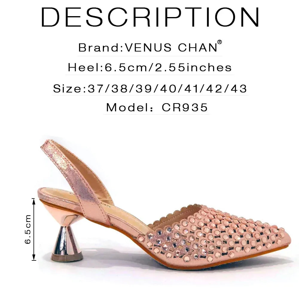 Multicolor Rhinestone Heels & Bag Set | Crystal Pointed Slingback Pumps, Women Wedding Bridal Evening Party Matching Shoes Handb