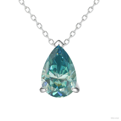 TY Certified 1CT 2CT Pear Cut D VVS1 Moissanite Necklace for Women 18k Gold Plated Jewelry 100% Sterling Silver 925 Pendant