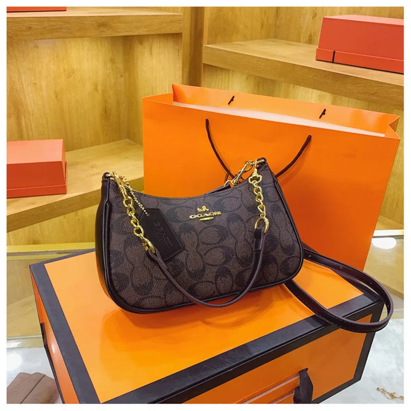 Women's Chain Bags Pvc Geometric Print Handbag Shoulder Crossbody Bag Women's Underarm Bag Suitable For Daily Outfit Matching