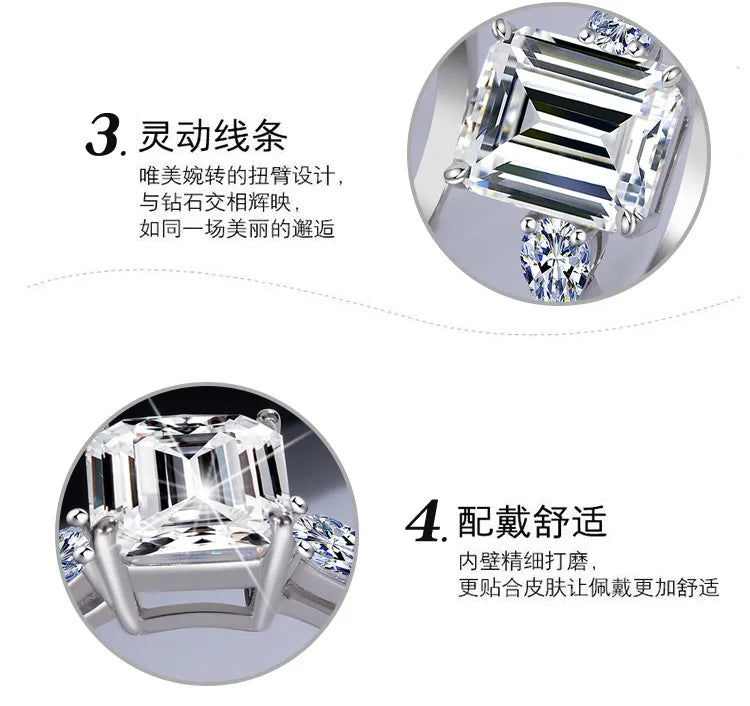 Wholesale Fancy Shape Diamond Ring - Women's PT950 Platinum, 5 Carat Radiant Cut Moissanite, Luxury Sparkly