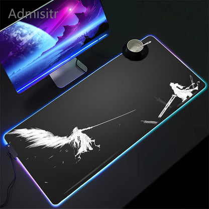 RGB Gaming Mousepad Space Mouse Mats LED Large Gamer Mousepads Keyboard Pads Luminous Desk Mat Final Fantasy Mouse Pad Backlit
