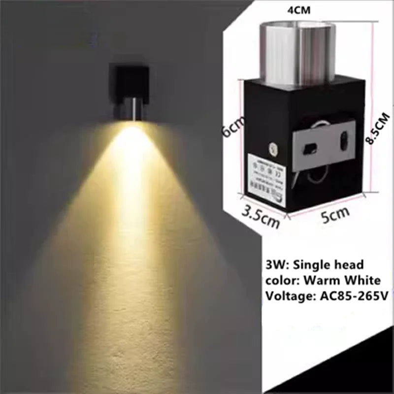 Indoor LED wall lamp 3W 6W aluminum lighting bedroom living room decoration corridor bar KTV lamp corridor wall lamp A85-265V