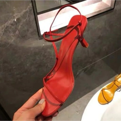 Thin Strap Sandals Women's Summer New with A Single Buckle Strap Womens Shoes Thin Heels with Exposed Toes High-heeled Sandals