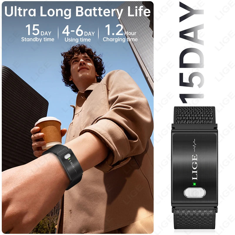LIGE 2026 ECG+PPG Nursing Grade Smart Bracelet HRV Body Fat BMI Blood Pressure Body Temperature Men Women Health Sports Watches