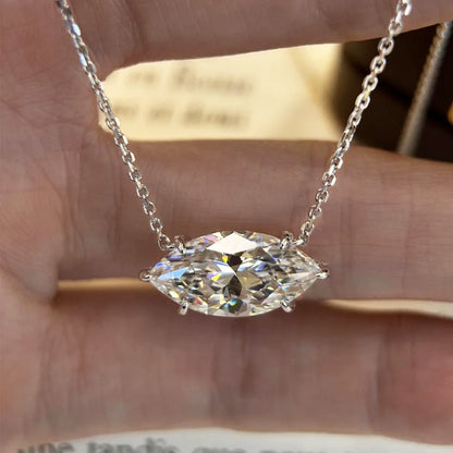 COSYA 2/6CT Marquise Cut Moissanite Necklace for Women S925 Silver Solitaire East West Lab Diamond Wedding Fine Jewelry Gift