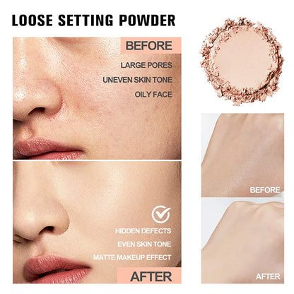 3-Piece Beginner Face Makeup Kit-Matte Waterproof Foundation,Hydrating Primer,Oil-Control Loose Powder,Full Coverage Concealer