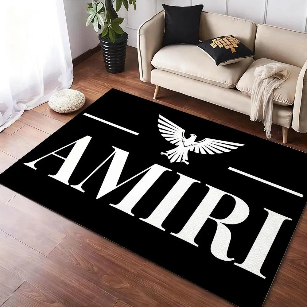 Brand Logo A-Amiri Floor Mat Soft Thickened Non-Slip Washable Door Mat for Living Room Home Decor Flannel Rugs