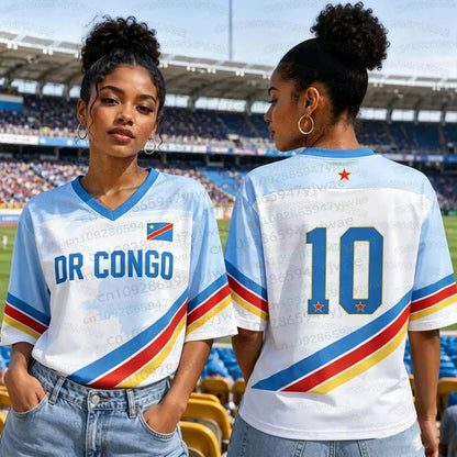 2026 DR Congo 3D Print Football Jersey Summer Round Neck Short Sleeve Jersey Hip Hop Streetwear Casual Men's And Women's Tshirt