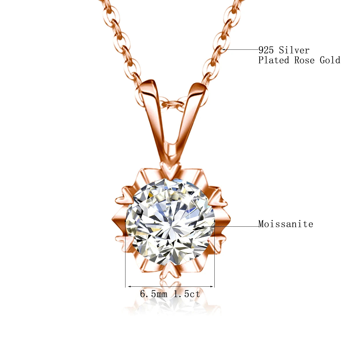 14K Gold Filled GRA Certificate 1-3ct Moissanite Snowflake Pendant 925 Silver Solitaire Necklace For Her Everyday Wear Jewellry