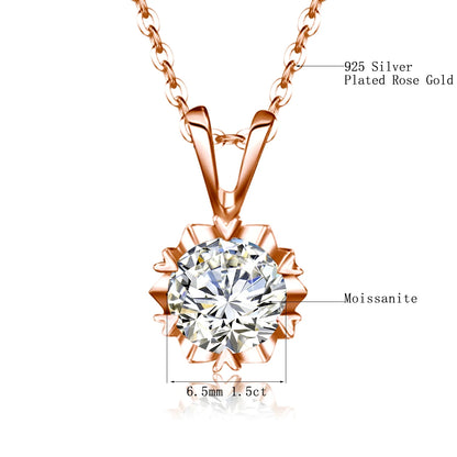 14K Gold Filled GRA Certificate 1-3ct Moissanite Snowflake Pendant 925 Silver Solitaire Necklace For Her Everyday Wear Jewellry