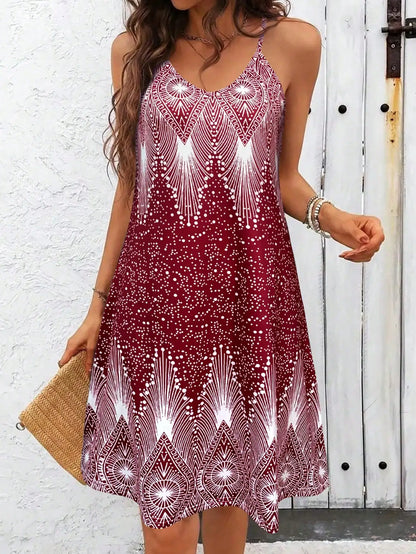 Women's Strappy Summer Dress,Simple Sleeveless Floral Sundress, Beach V-Neck Dress for summer clothes,Casual summer outfits