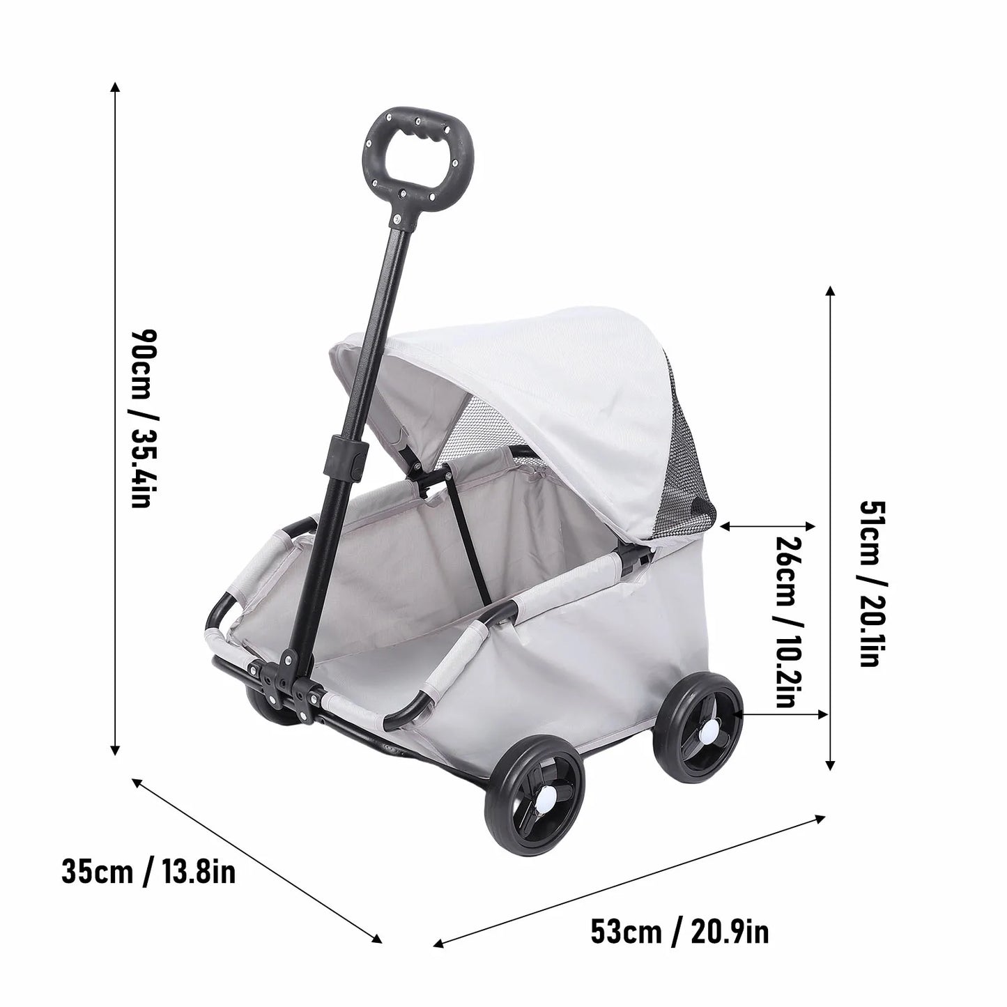 Multifunctional Pet Stroller with Canopy 4 Wheels Foldable Pet Strolling Cart for Small Dogs Cats Lightweight Easy Assembly