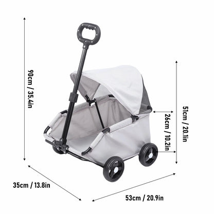 Multifunctional Pet Stroller with Canopy 4 Wheels Foldable Pet Strolling Cart for Small Dogs Cats Lightweight Easy Assembly