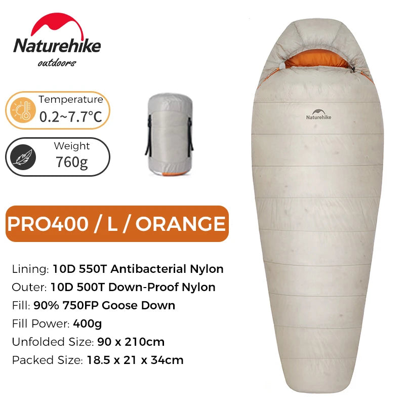 Naturehike Snowbird Pro Goose Down Sleeping Bag Winter Sleeping Bag Ultralight Hiking Camping Goose Sleeping Bag Thickened Cold