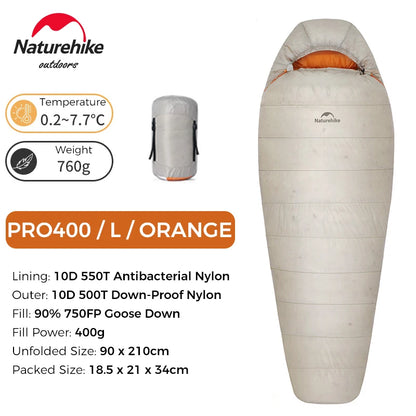 Naturehike Snowbird Pro Goose Down Sleeping Bag Winter Sleeping Bag Ultralight Hiking Camping Goose Sleeping Bag Thickened Cold