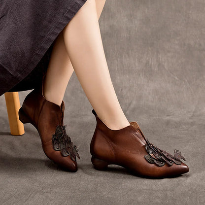 Myjyjz 3.5cm Genuine Leather Women Mary Jane Sandals Shoes Chunky Heels Fashion Hollow Comfy Point Toe Ankle Boots Summer Pumps