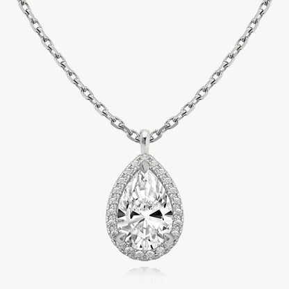 RAPRGOLD GRA Certified 7x10.5mm 2.5CT Pear Cut Moissanite Fashion Drop Pendant Necklaces for Women Chains Fine Neck Jewelry Gift