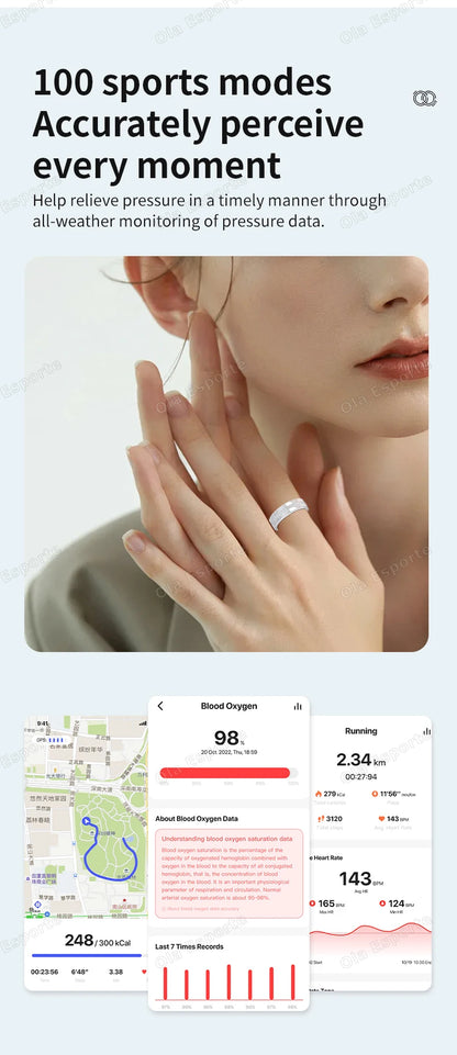 2026 New Smart Ring Lady Heart Rate Sleep Health Monitor Menstrual cycle detection IP68 Waterproof Fashion Sport Rings Women Men