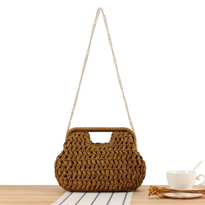 Elegant Luxury Woven Clutch Bag Large Capacity Simple Texture Women Handbag Straw Beach Bag Wallet Travel