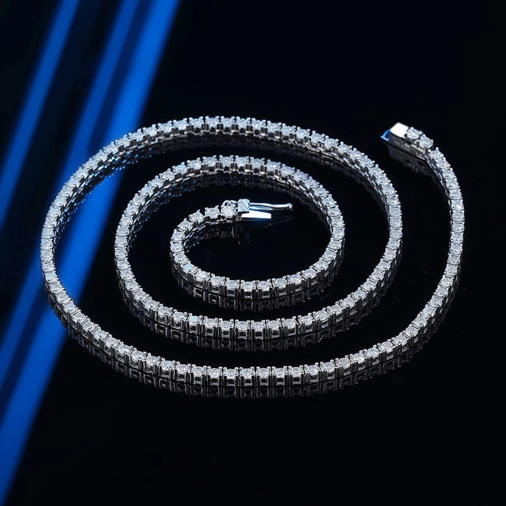 3mm S925 Sterling Silver D Color VVS1 Moissanite Tennis Necklace GRA Certified Lab Diamond  for Women Man Jewellery