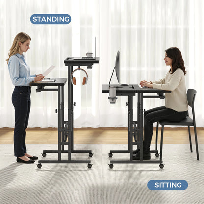 MCQ 23.6 Inch Rolling Standing Computer Desk Mobile Ergonomic Height Adjustable Computer Desk Corner Gaming Desk Gaming Table for Home Office Use Workstation